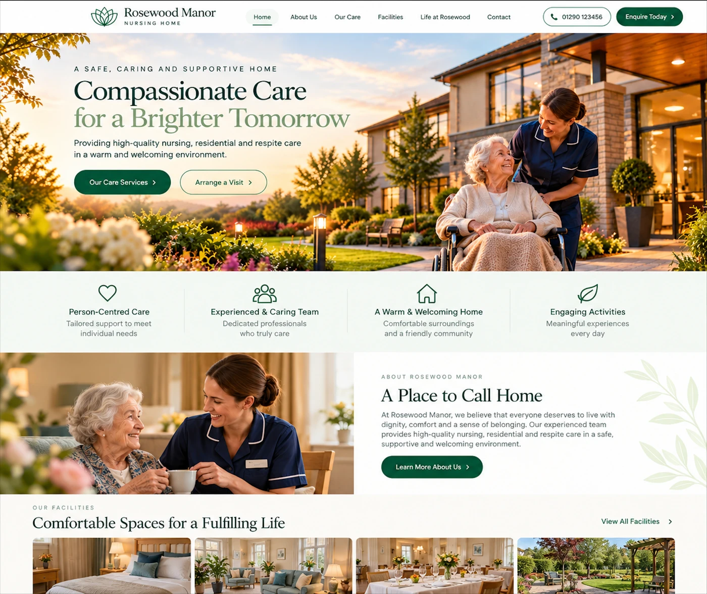 Rosewood Manor desktop website preview