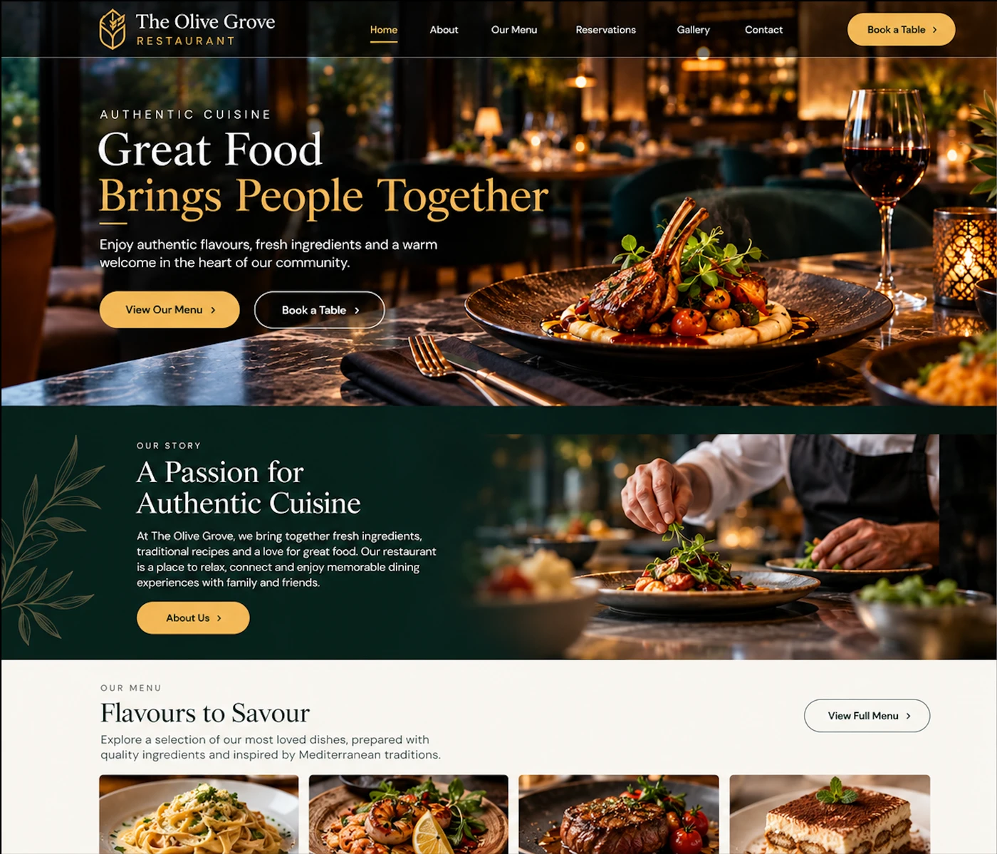 The Olive Grove desktop website preview